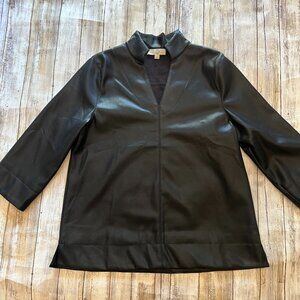 Entro Faux Leather 3/4 Sleeve Blouse Sz S